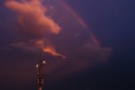 2009-10-05, A Coruña, Arcoiris, Arco de San Martiño, Antena, Nubes, Blanco, Azul, Naranja, Rojo