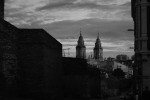2009, Octubre, Lugo, Blanco, Negro, Nubes, Luces, Carretera, Coches, Catedral, Muralla, Grúas